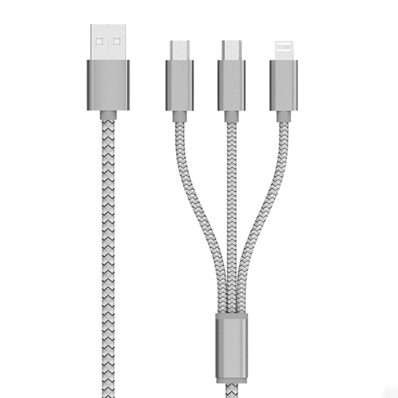 کابل تبدیل USB به microUSB /لایتنینگ/ USB-C ال دی نو مدل 3-1 به طول 1.2 متر